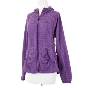 The North Face Sz L Purple Striped Pockets Hooded 100% Polyester AW Jacket